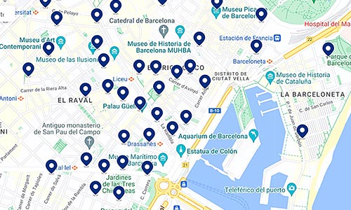 localiser établissements d'hébergement barcelone carte hebergements