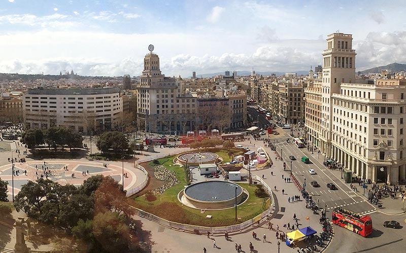 aerial image catalonia square barcelona heart capital city