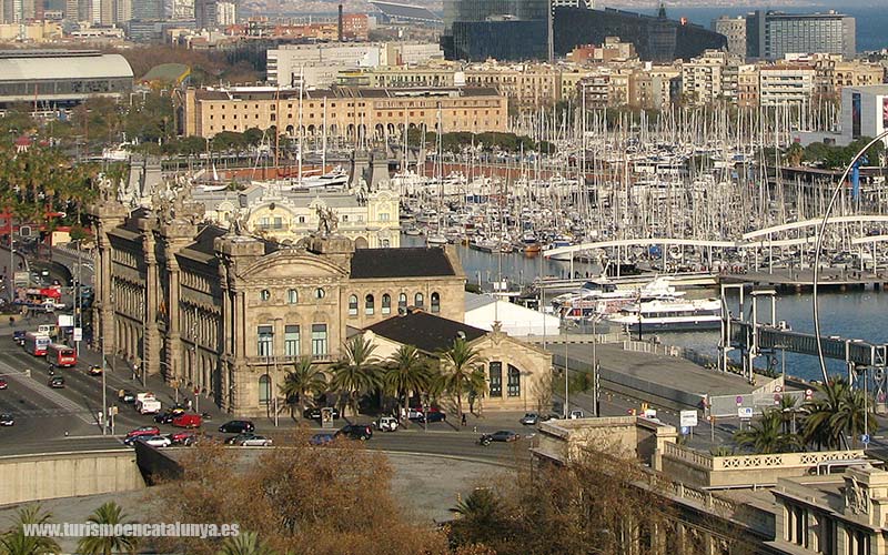 guide tourism Port Vell Barcelona aerial view Customs Palace
