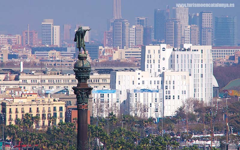 vue aérienne statue de Christophe Colomb Belvédère de la ville de Barcelone