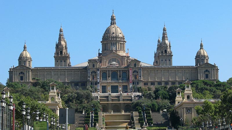 Tourist information about the National Museum of Art of Catalonia, located in the mountain of Montjuic
